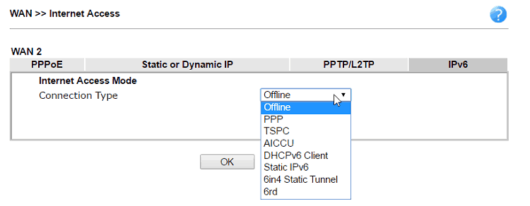 a screenshot of WAN Internet access setup